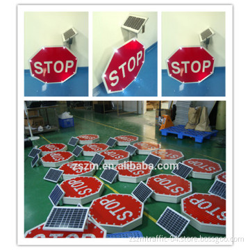 Solar Powered Stop Road Sign / Reflective LED Traffic Sign